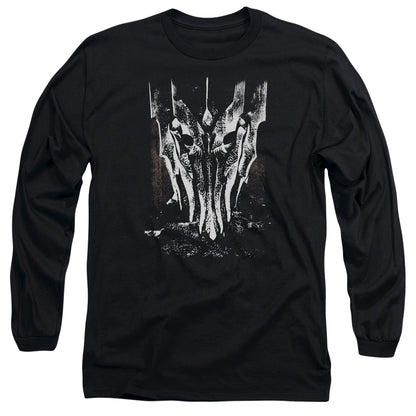 Lor Big Sauron Head Mens Long Sleeve Shirt Black Officially Licensed