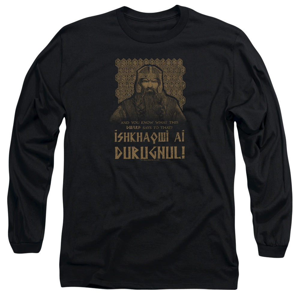 Lord Of The Rings Ishkhaqwi Durugnul Mens Long Sleeve Shirt Black Officially Licensed Officially Licensed