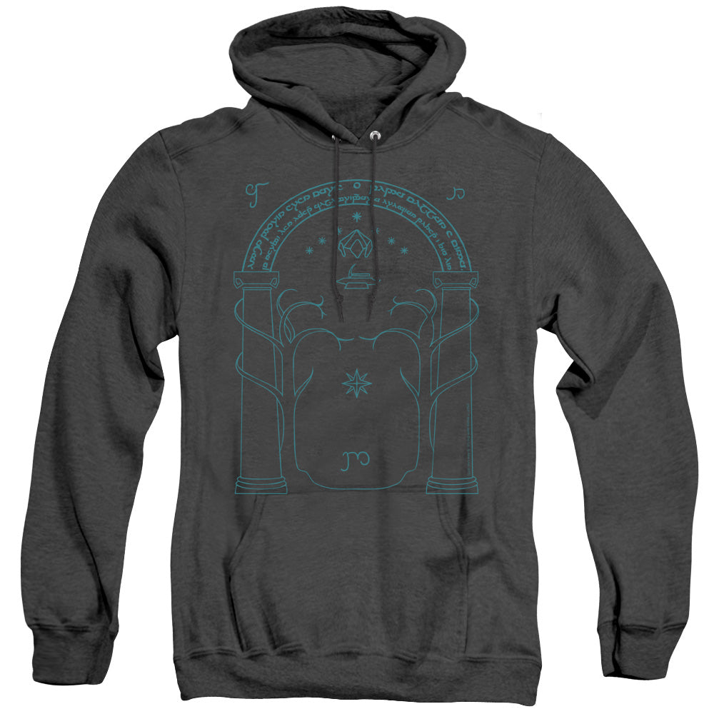 Lord Of The Rings Doors Of Durin Heather Mens Hoodie Black Officially Licensed