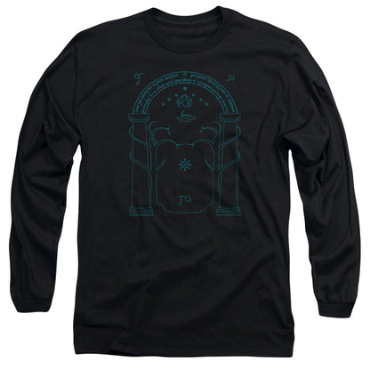 Lord Of The Rings Doors Of Durin Mens Long Sleeve Shirt Black Officially Licensed Officially Licensed