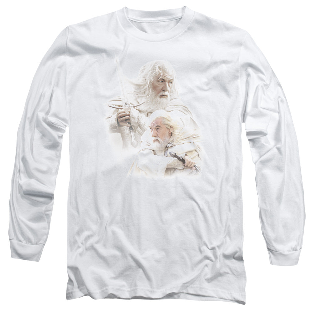 Lor Gandalf The White Mens Long Sleeve Shirt White Officially Licensed