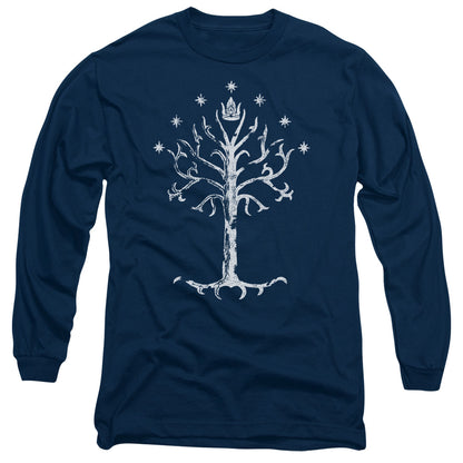 Lor Tree Of Gondor Mens Long Sleeve Shirt Navy Officially Licensed
