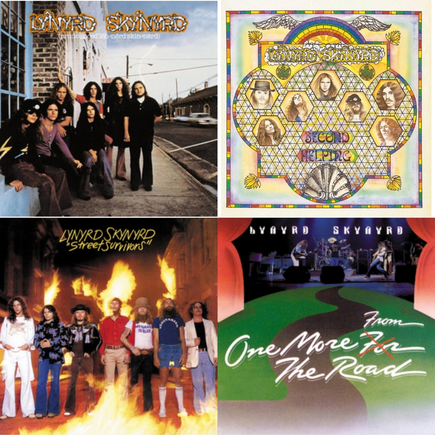 Lynyrd Skynyrd - Pronounced Leh-Nerd Skin-Nerd & Second Helping & Street Survivors & One More From The Road - LP Vinyl Bundle