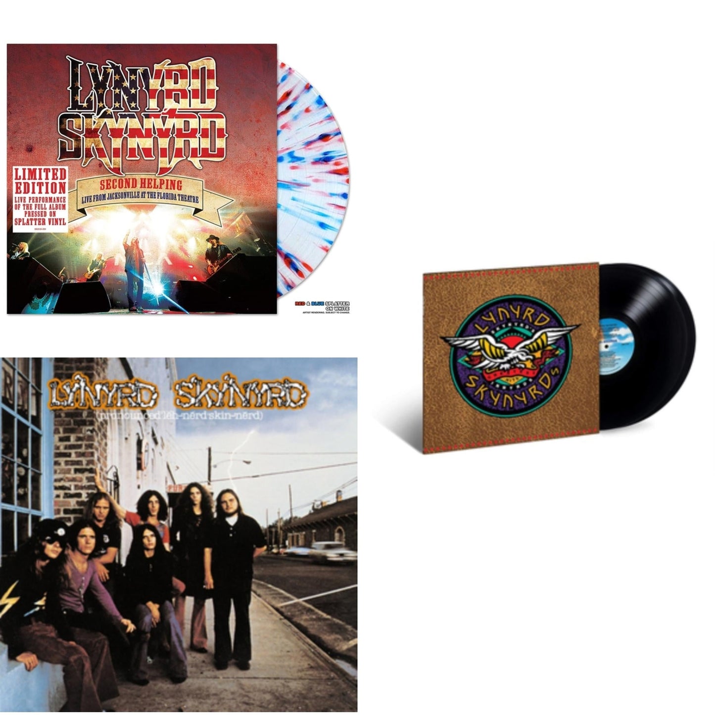 Lynyrd Skynyrd - Pronounced Leh-Nerd Skin-Nerd & Second Helping - Live From Jacksonville At The Florida Theatre (Blue Marbled LP Vinyl) & Skynyrd's Innyrds (Their Greatest Hits)