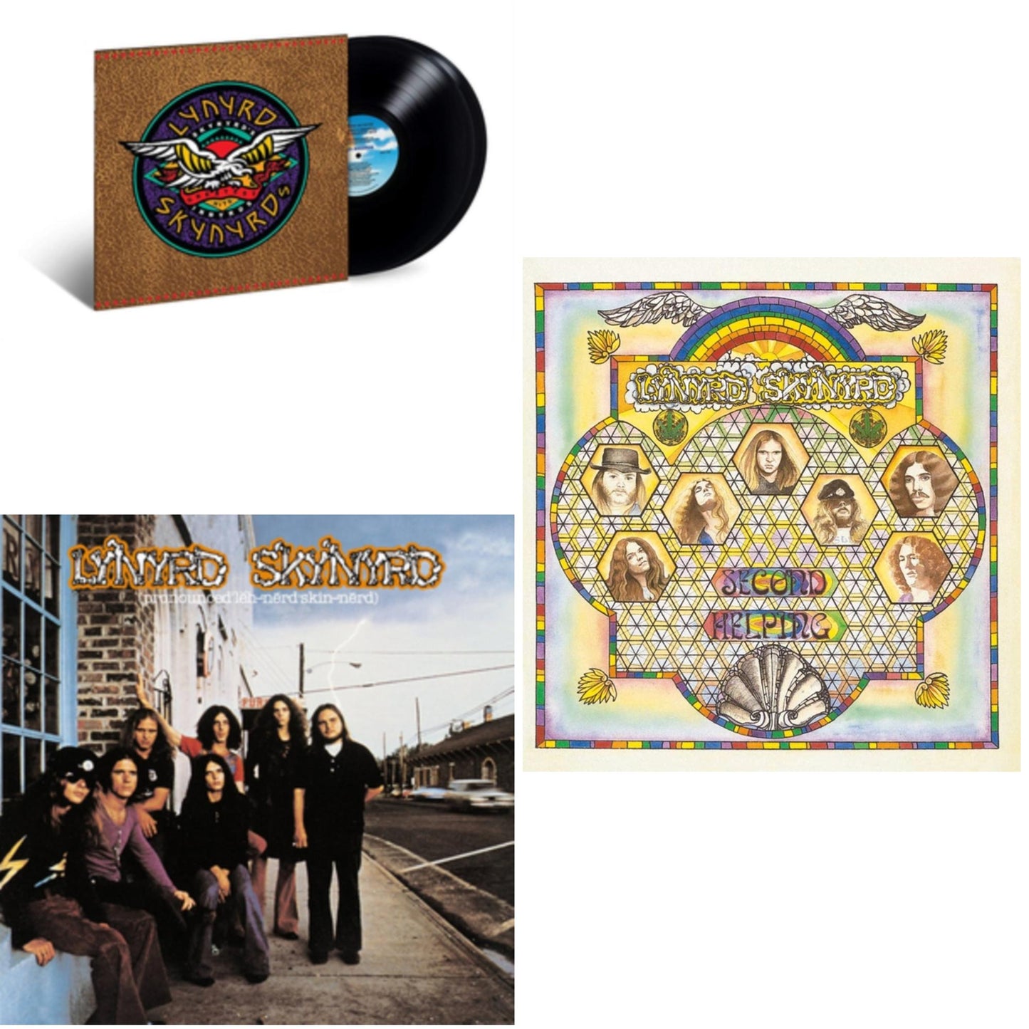 Lynyrd Skynyrd - Pronounced Leh-Nerd Skin-Nerd & Second Helping & Skynyrd's Innyrds (Their Greatest Hits) - LP Vinyl Bundle