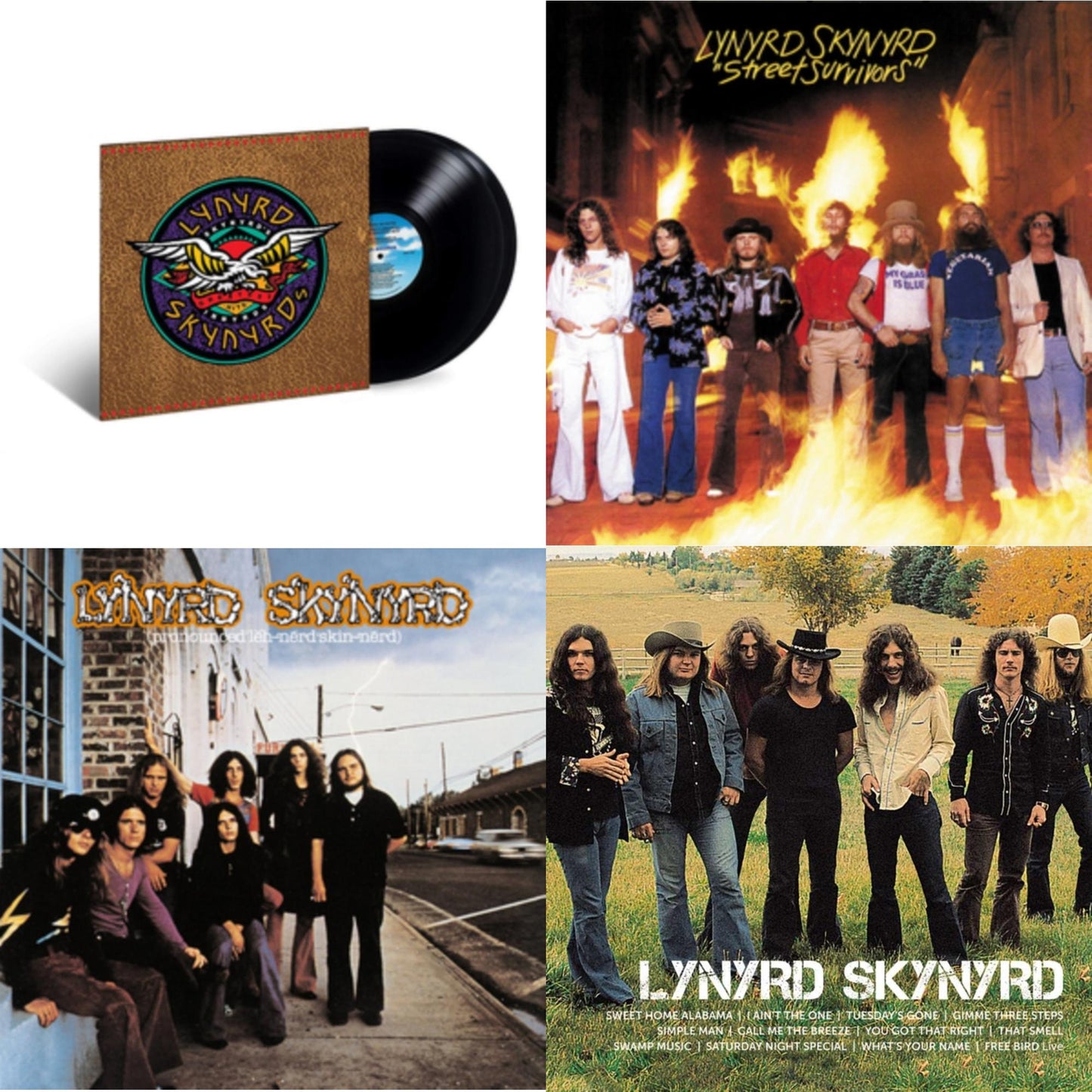Lynyrd Skynyrd - Pronounced Leh-Nerd Skin-Nerd & Street Survivors & Icon & Skynyrd's Innyrds (Their Greatest Hits) - LP Vinyl Bundle