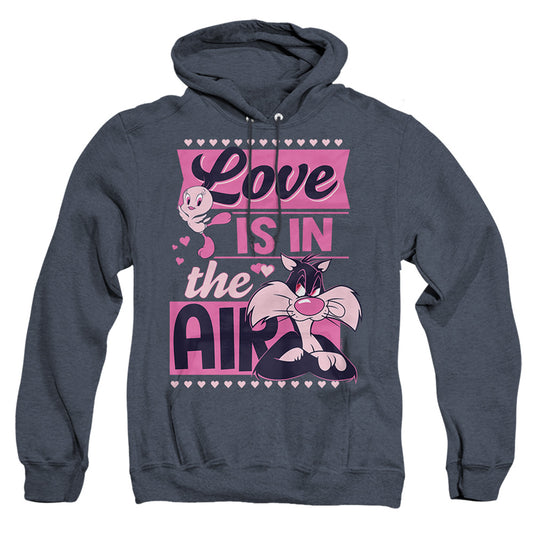 Looney Tunes Valentine'S Day Tweety Sylvester Love In The Air Heather Mens Hoodie Navy Officially Licensed