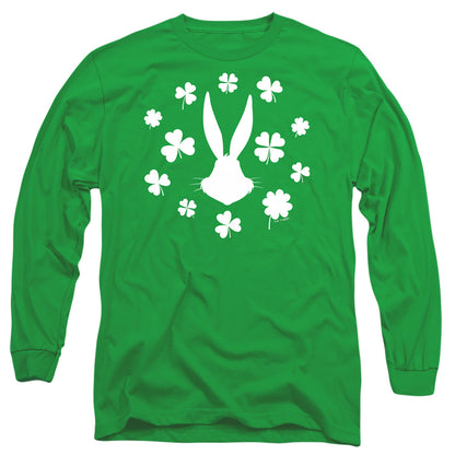 Looney Tunes Bugs Bunny St. Patrick'S Clover Silhouette Mens Long Sleeve Shirt Kelly Green Officially Licensed