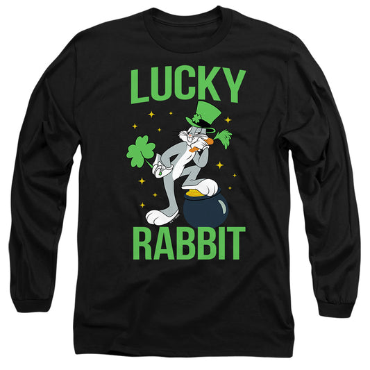 Looney Tunes Bugs Bunny St. Patrick'S Lucky Rabbit Mens Long Sleeve Shirt Black Officially Licensed