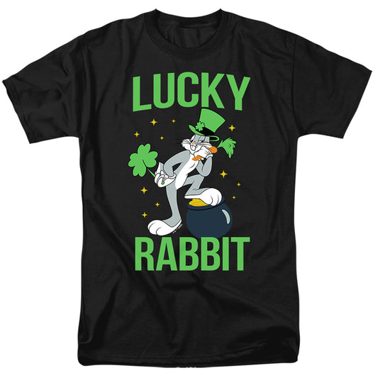 Looney Tunes Bugs Bunny St. Patricks Lucky Rabbit Mens T Shirt Black