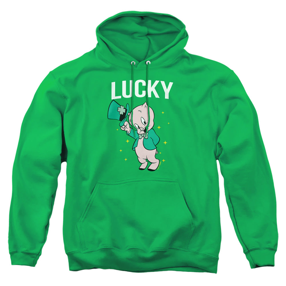 Looney Tunes Porky Pig St. Patrick'S Lucky Mens Hoodie Kelly Green Officially Licensed