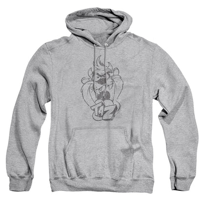 Looney Tunes Faded Taz Mens Hoodie Athletic Heather Officially Licensed