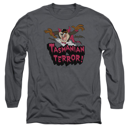 Looney Tunes Taz Terror Mens Long Sleeve Shirt Charcoal Officially Licensed Officially Licensed