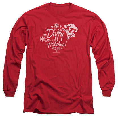 Looney Tunes Daffy Holidays Mens Long Sleeve Shirt Red Officially Licensed Officially Licensed