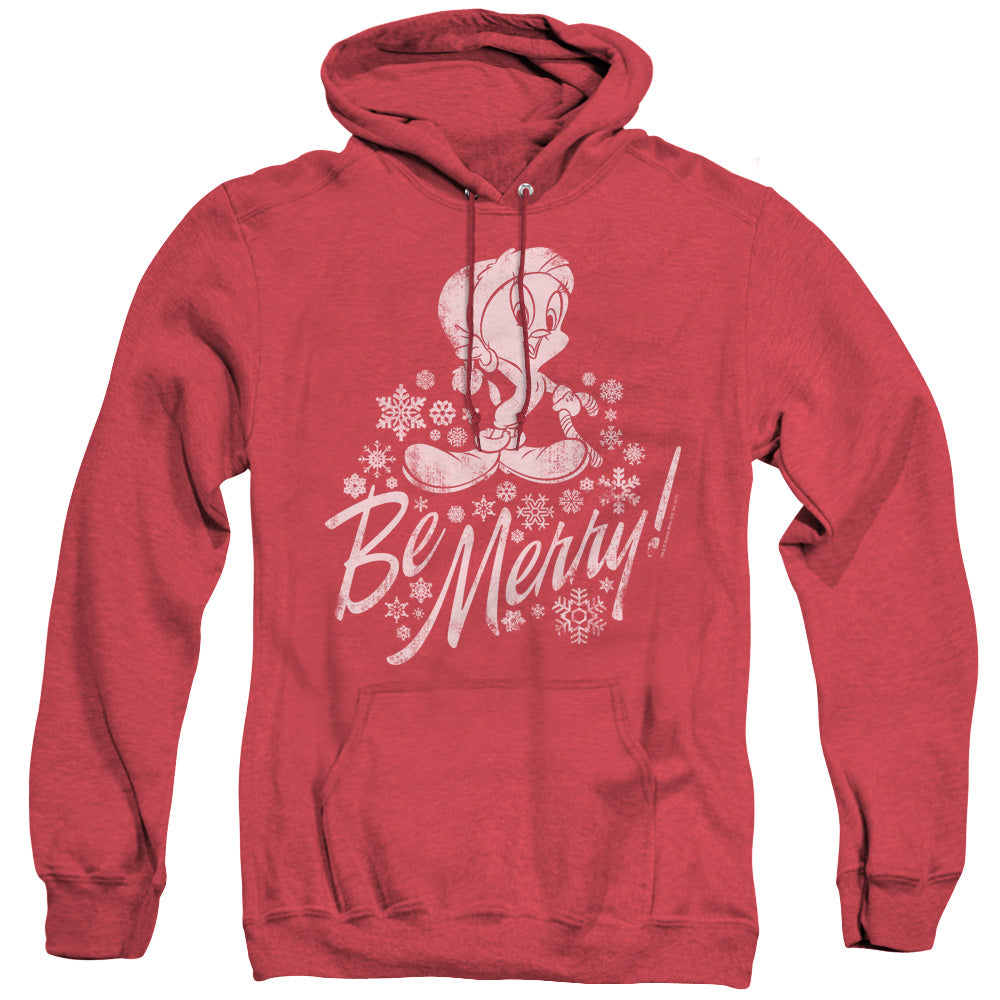 Looney Tunes Merry Tweety Heather Mens Hoodie Red Officially Licensed