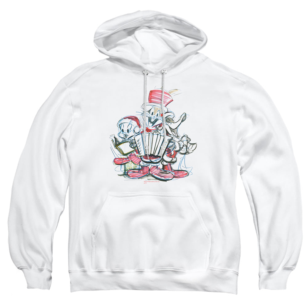 Looney Tunes Holiday Sketch Mens Hoodie White Officially Licensed