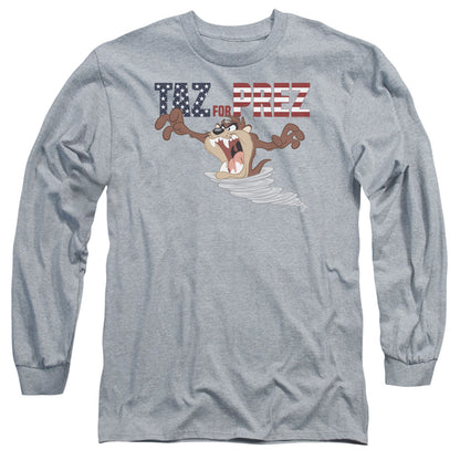 Looney Tunes Taz For Prez 3 Mens Long Sleeve Shirt Athletic Heather Officially Licensed Officially Licensed