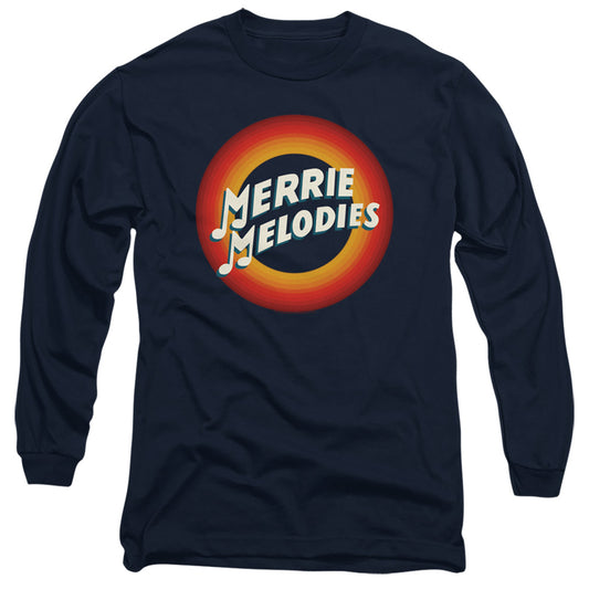 Looney Tunes Merrie Logo Mens Long Sleeve Shirt Navy Officially Licensed