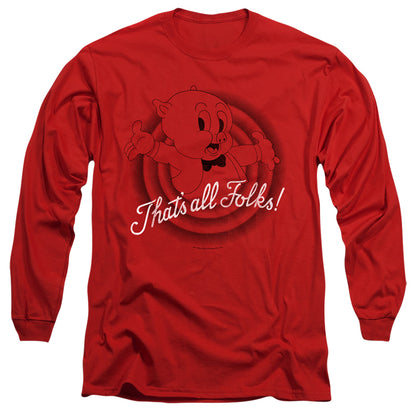 Looney Tunes Thats All Folks Mens Long Sleeve Shirt Red Officially Licensed Officially Licensed