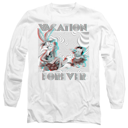 Looney Tunes Vacation Forever Mens Long Sleeve Shirt White Officially Licensed Officially Licensed