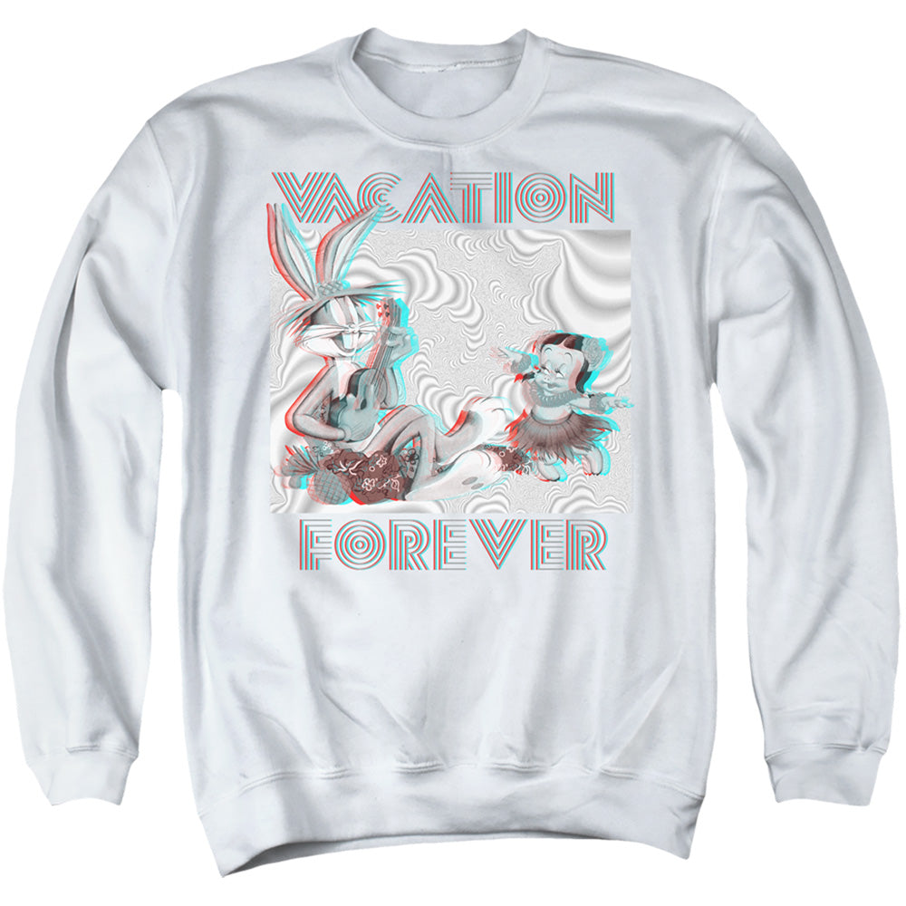 Looney Tunes Vacation Forever Mens Crewneck Sweatshirt White Officially Licensed
