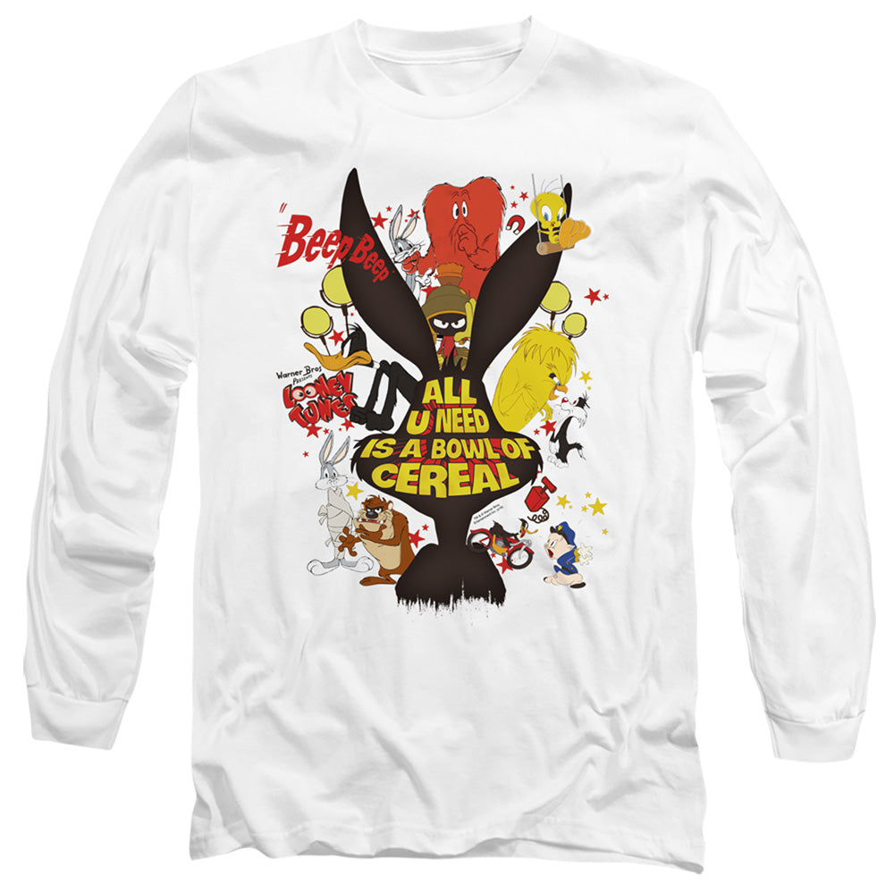 Looney Tunes Cereal Mens Long Sleeve Shirt White Officially Licensed Officially Licensed