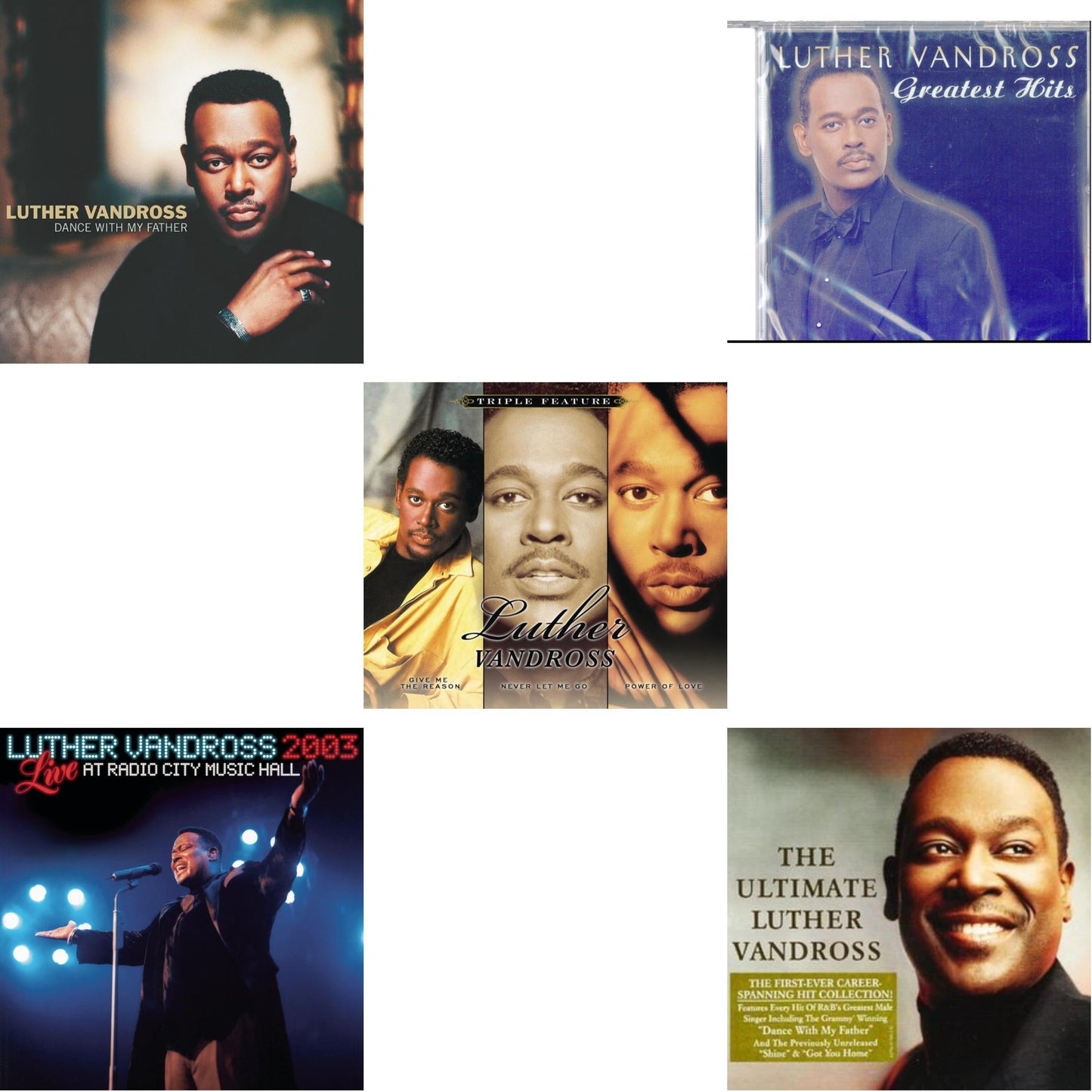 Luther Vandross - Greatest Hits & Best Of Luther Vandross & Live Radio City Music Hall 2003 & Dance With My Father & Give Me The Reason / Never Let Me Go / Power Of Love - CD Bundle