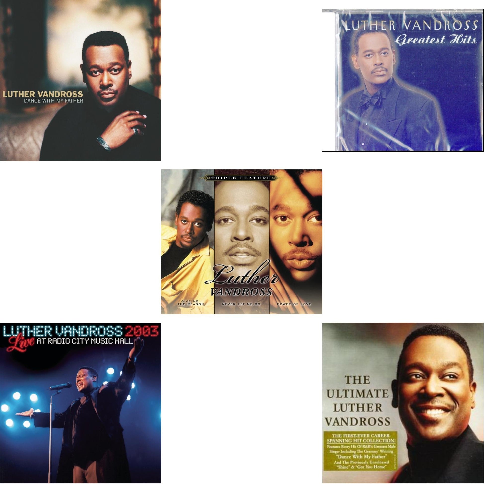 Luther Vandross - Greatest Hits & Best Of Luther Vandross & Live Radio City Music Hall 2003 & Dance With My Father & Give Me The Reason / Never Let Me Go / Power Of Love - CD Bundle