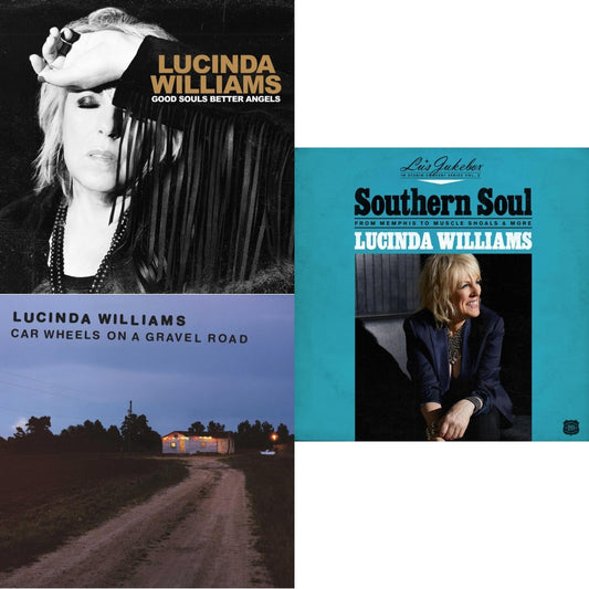 Lucinda Williams - Car Wheels On A Gravel Road (Yellow LP Vinyl) & Good Souls Better Angels & Lu's Jukebox Vol. 2: Southern Soul: From Memphis To Muscle Shoals