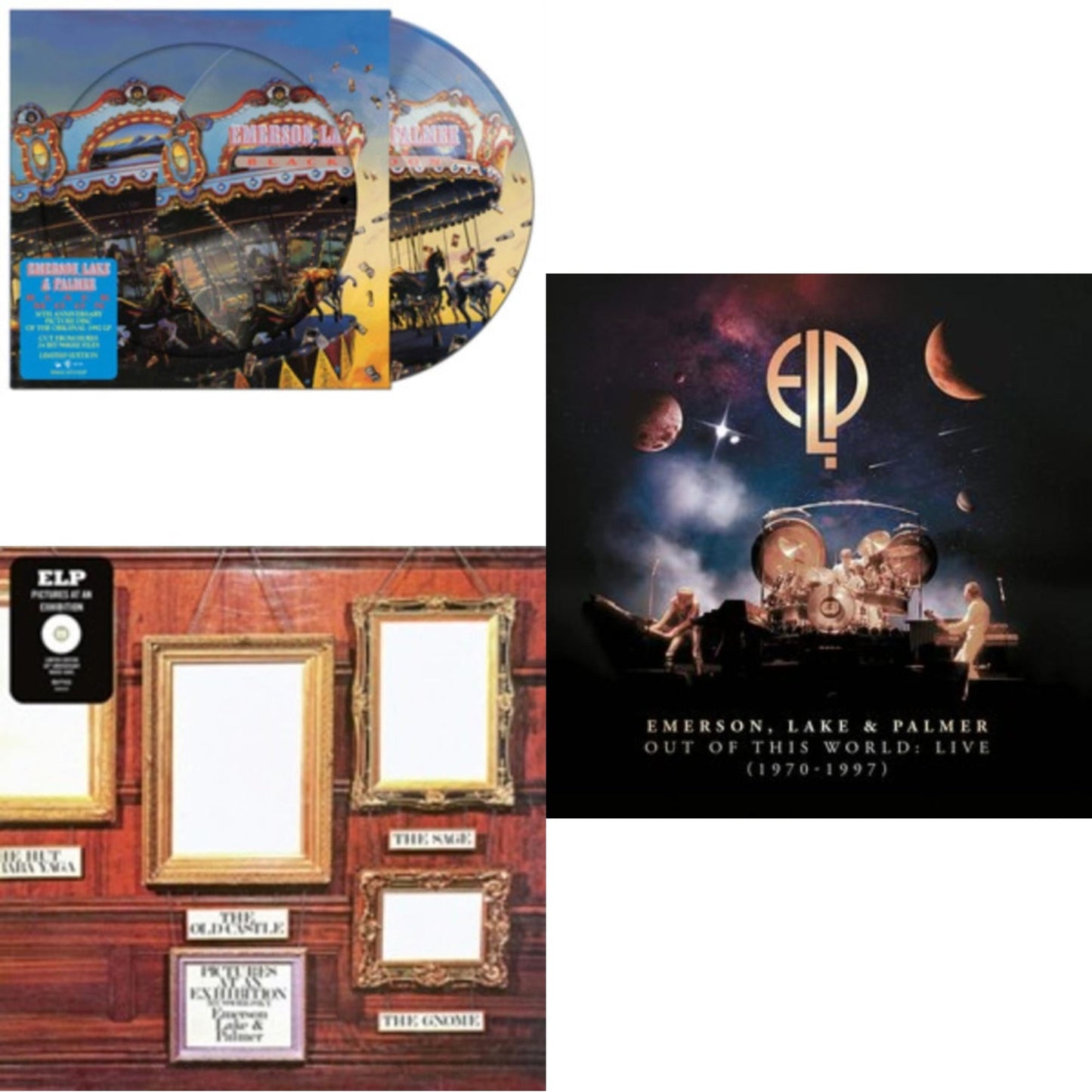 Lake & Palmer Emerson - Out Of This World: Live (1970-1997) (10LP) & Pictures At An Exhibition (White LP Vinyl) & Black Moon
