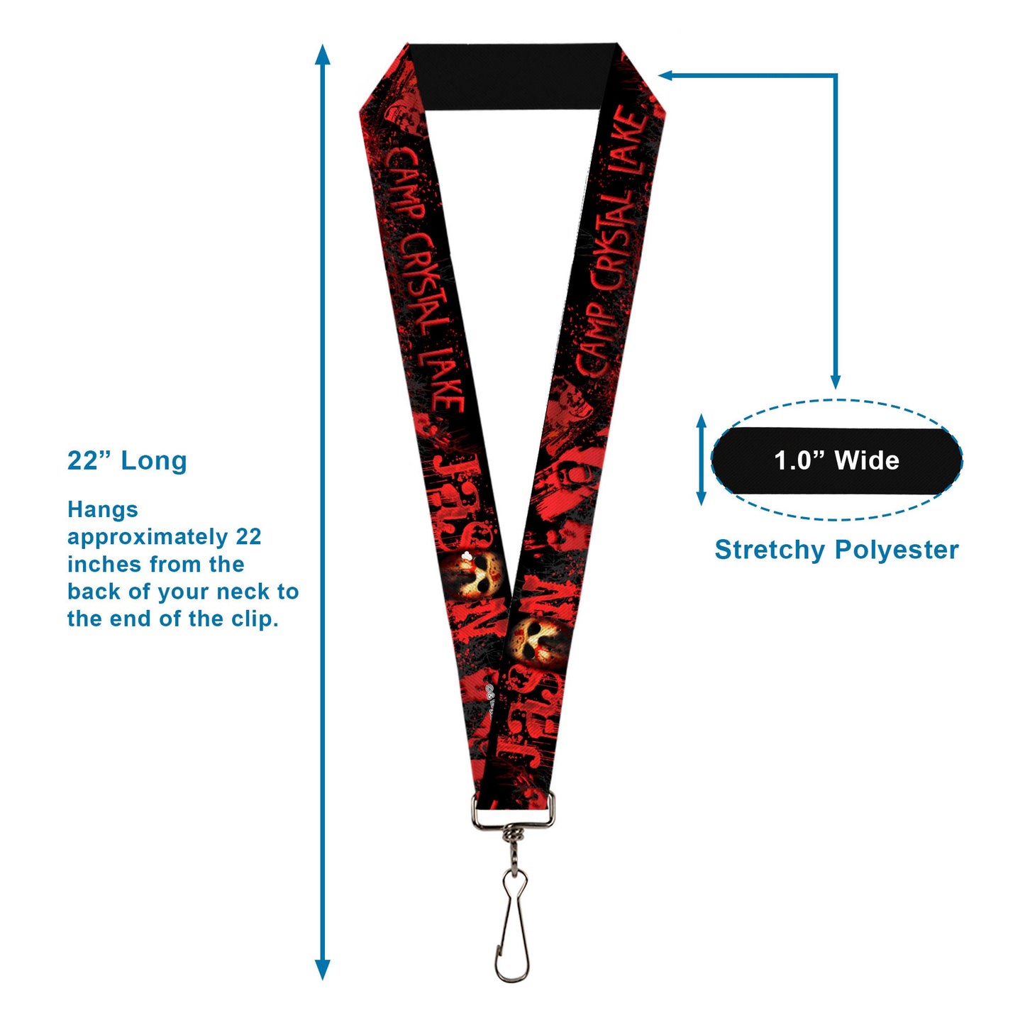 Jason Mask Hand Prints Blood Splatter Lanyard
