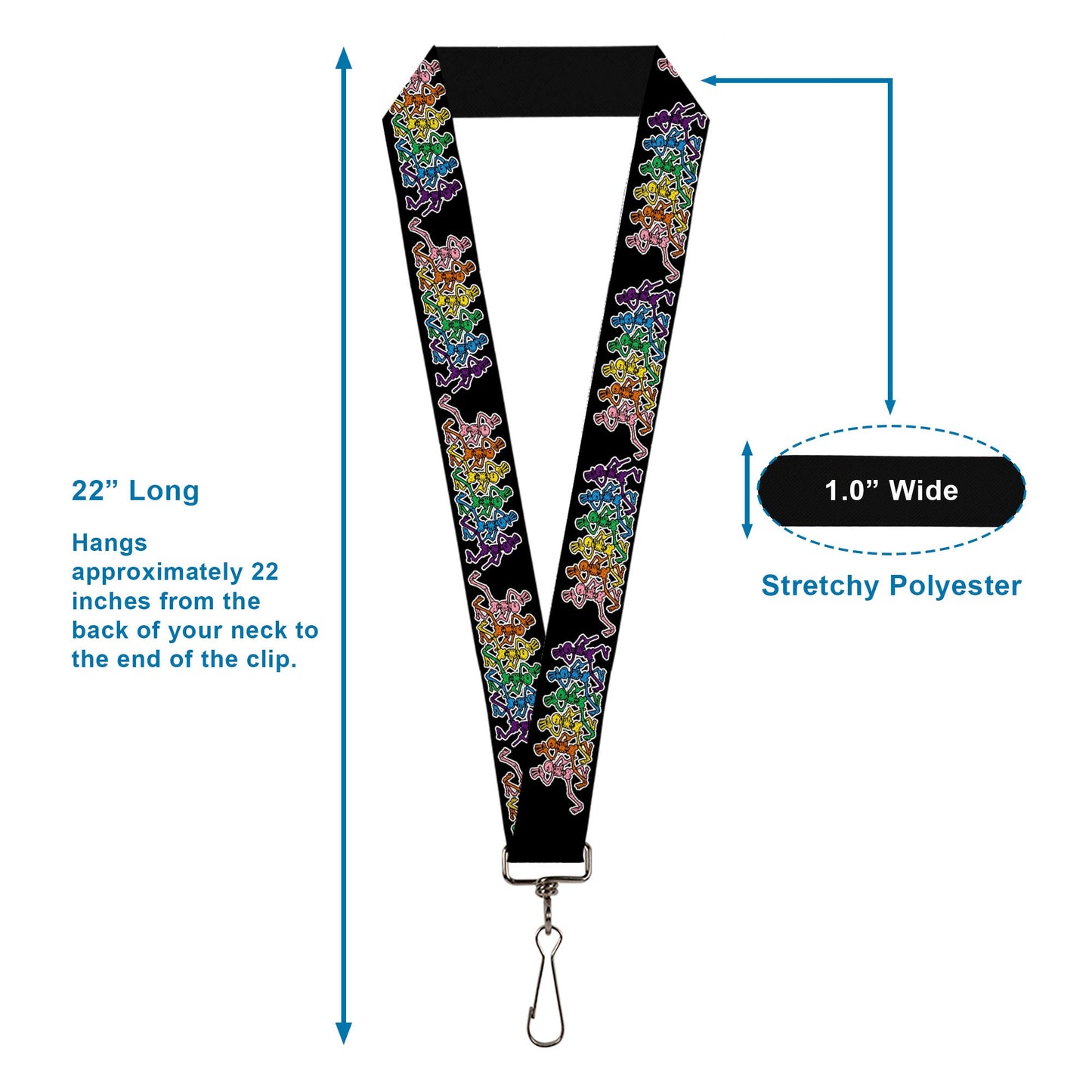 Grateful Dead Dancing Skeletons Black Lanyard