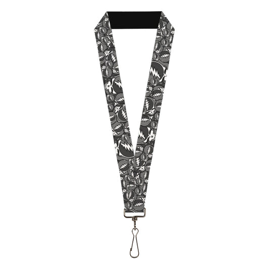 Grateful Dead Steal Your Face Stacked Gray Lanyard