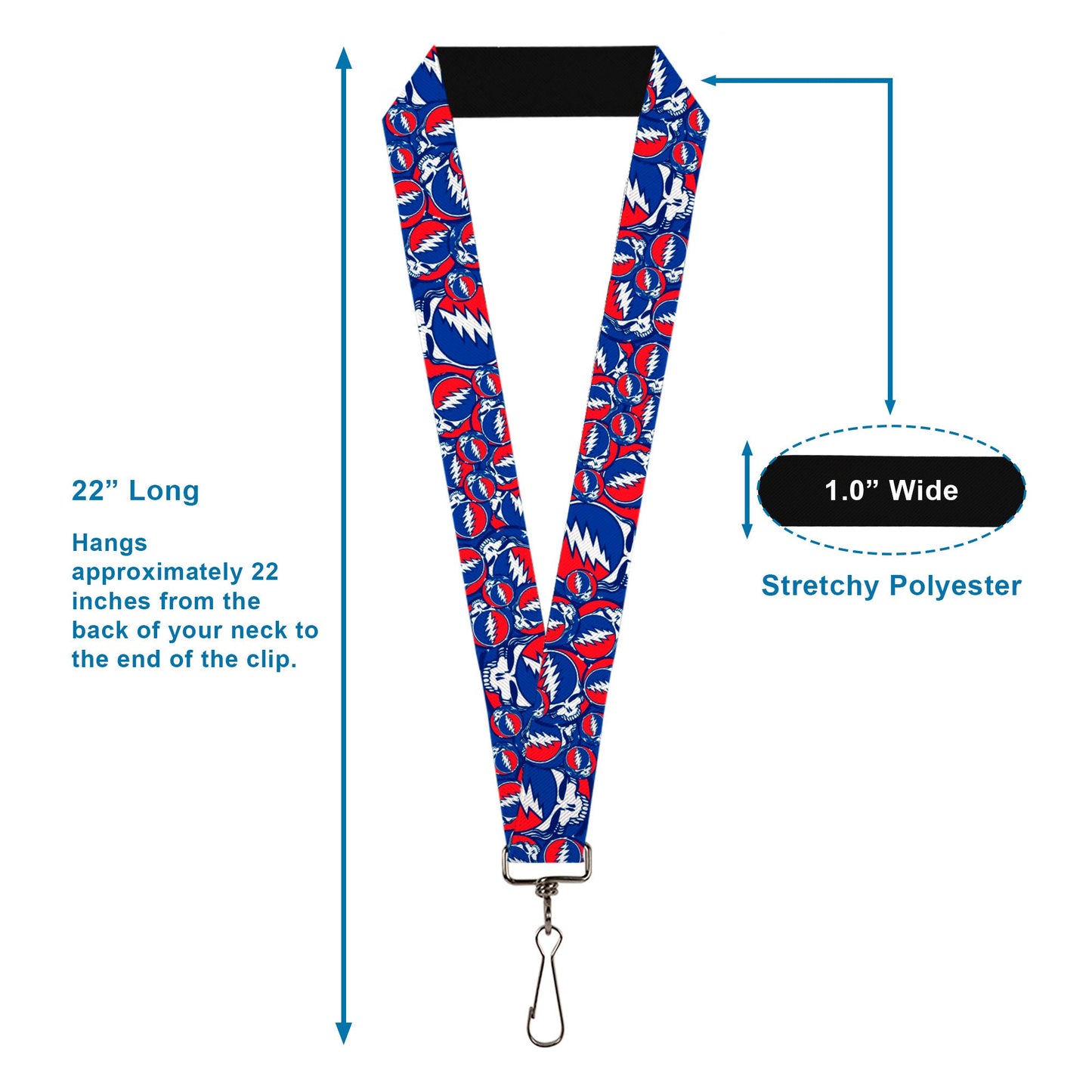 Grateful Dead Steal Your Face Stacked Red Lanyard