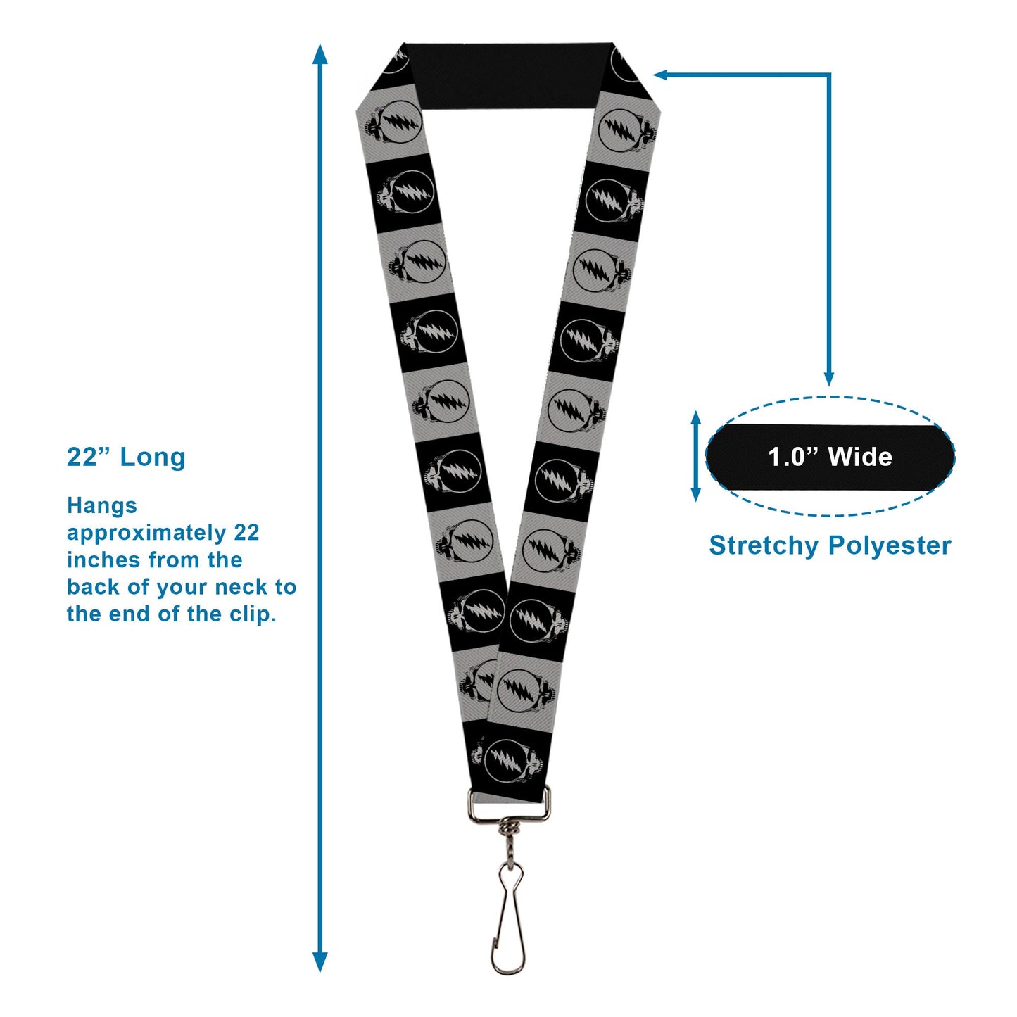 Grateful Dead Steal Your Face Blocks Black Lanyard