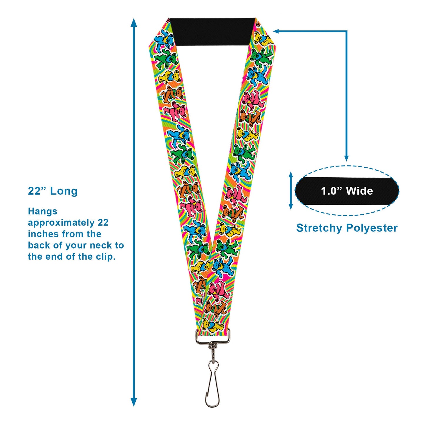 Grateful Dead Dancing Bears Swirl Lanyard