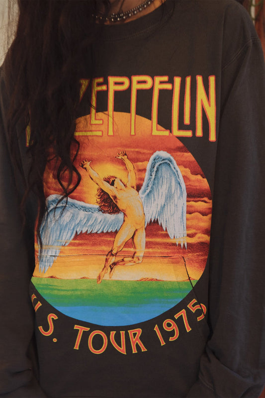 Led Zeppelin US Tour 1975 Womens Pullover Sweatshirt Charcoal