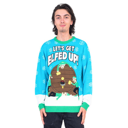 Funny Ugly Christmas Sweater Beverage Dispenser Elfed Up Blitzen's Santa Jingle Juice Knitted Pullover