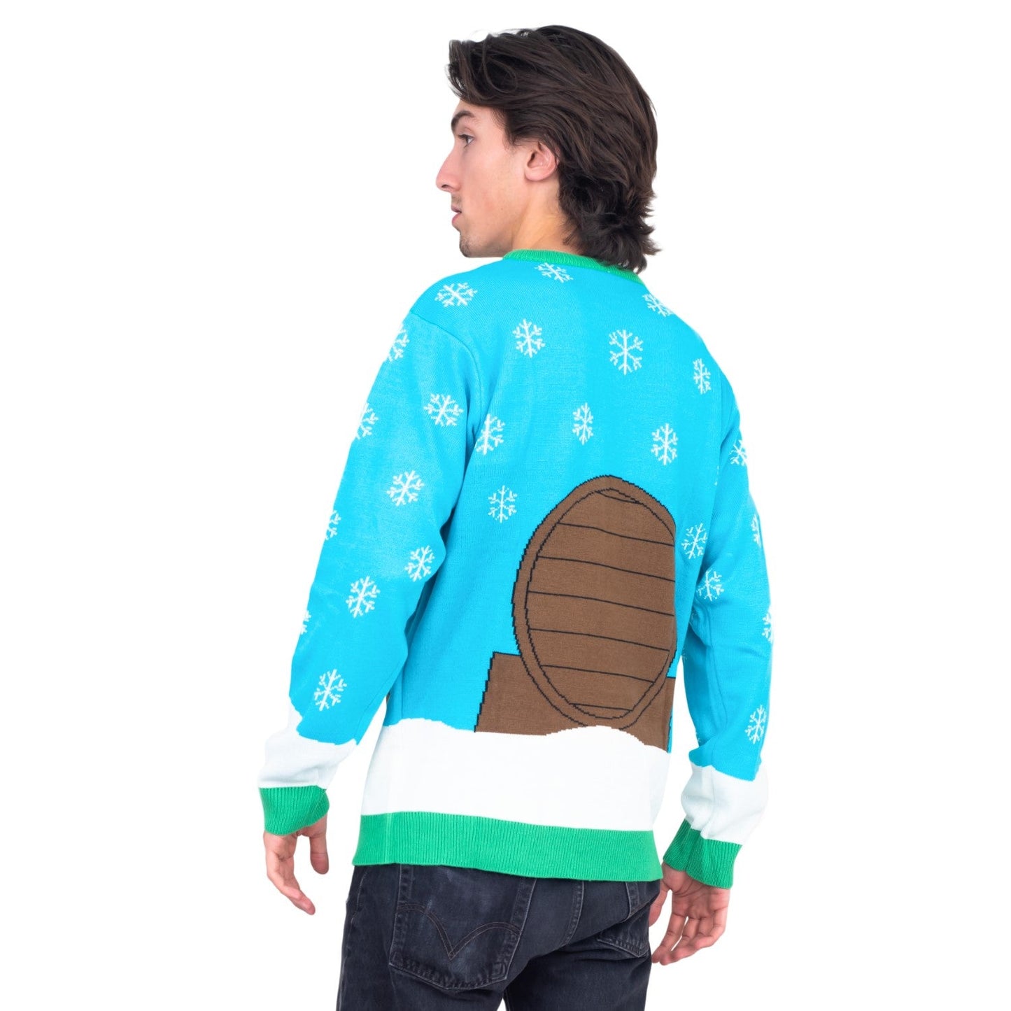 Funny Ugly Christmas Sweater Beverage Dispenser Elfed Up Blitzen's Santa Jingle Juice Knitted Pullover