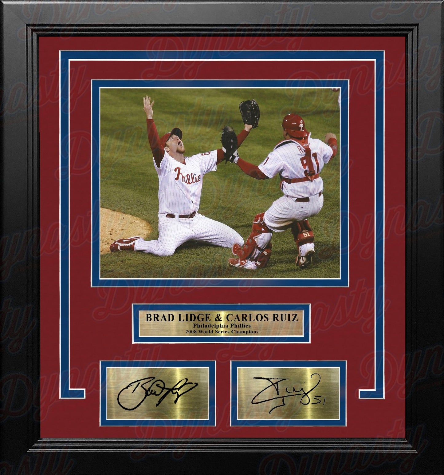 Brad Lidge & Carlos Ruiz 2008 World Series Philadelphia Phillies Framed Baseball Photo