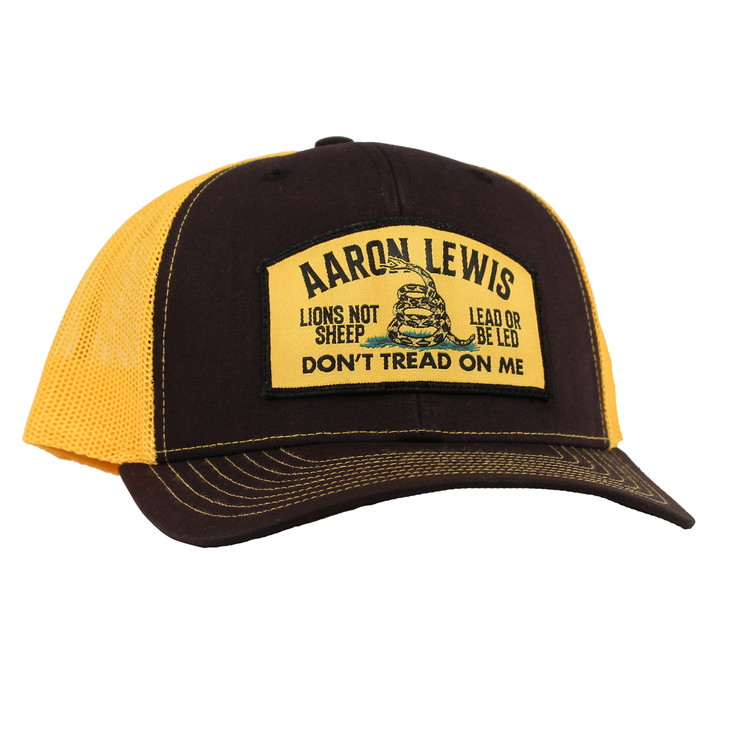 Aaron Lewis Don't Tread Ball Cap Trucker Hat Black Gold