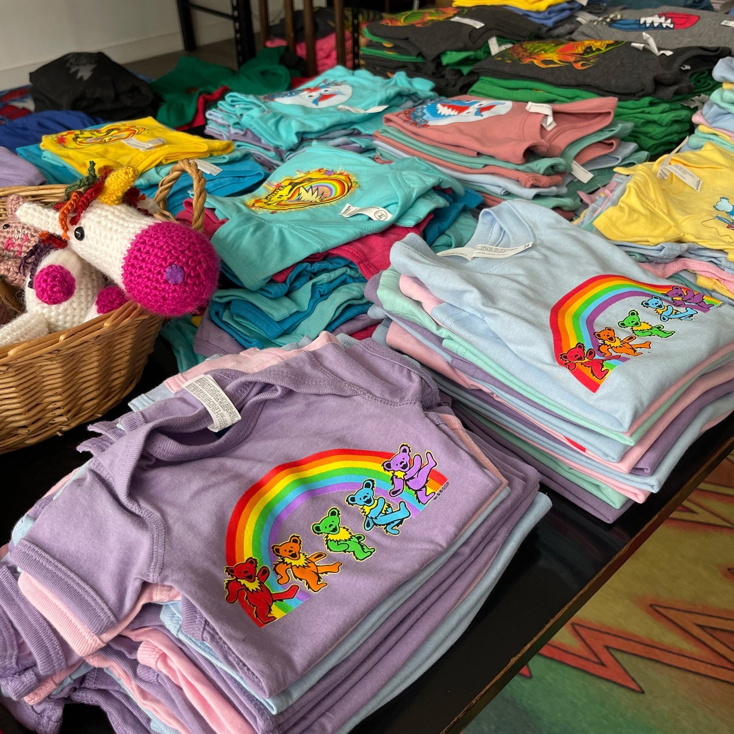 Grateful Dead Rainbow Bears Baby Short Sleeve One Piece