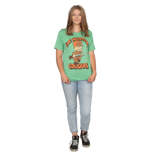 Women's Looney Tunes Elmer Fudd I'm Hunting Cougars T Shirt