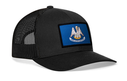 Louisiana Flag Trucker Hat  |  Black Louisiana Flag Snapback