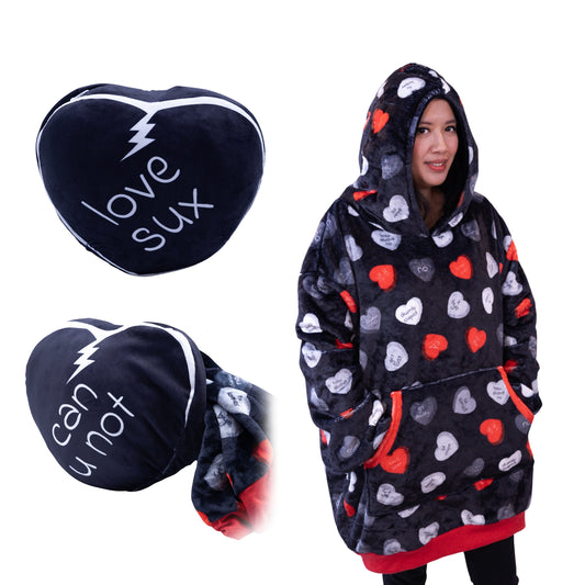 Love Sux Snugible 2-in-1 Blanket Hoodie & Pillow