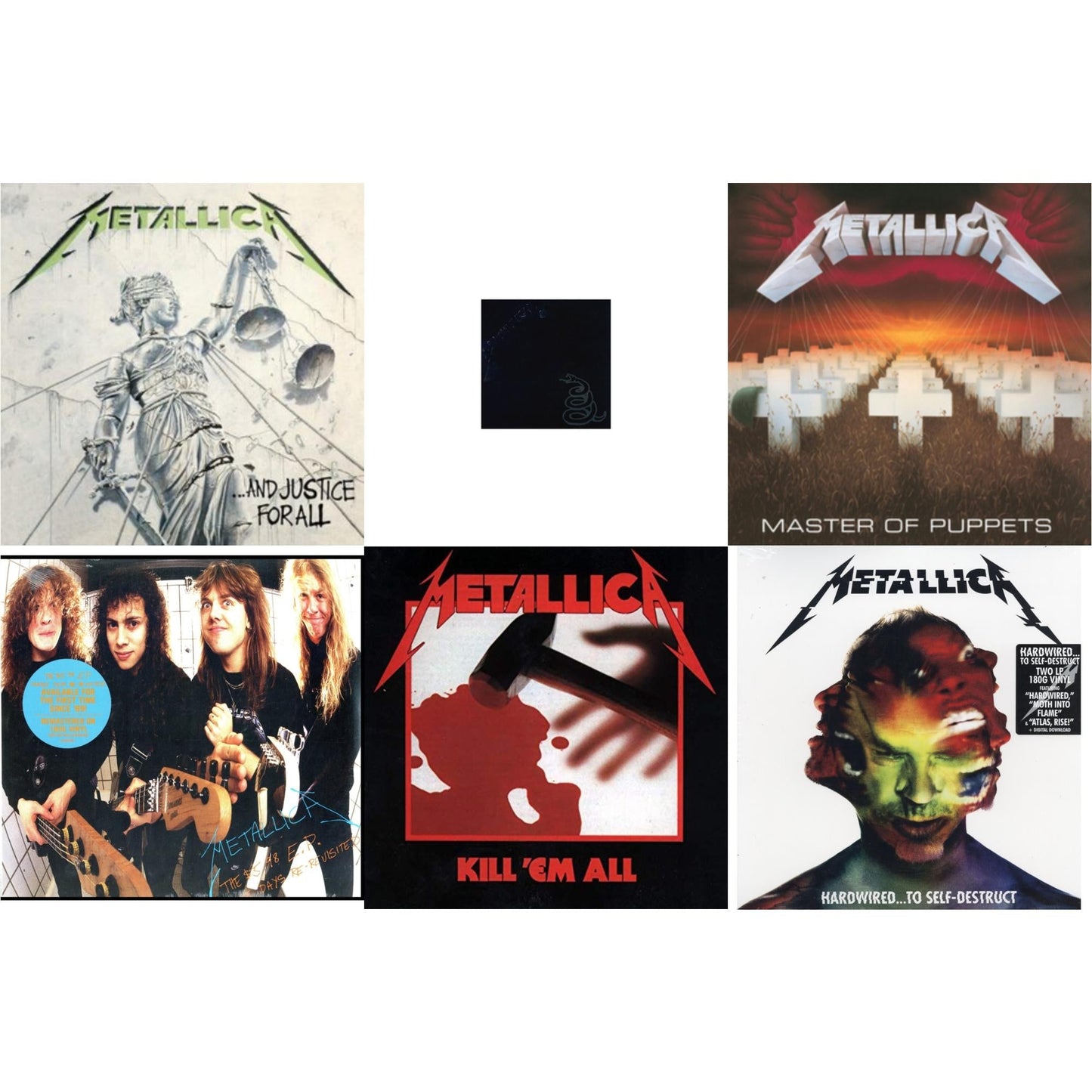 Metallica - Metallica (Remastered/2LP) & Kill Em All (180G) & Master Of Puppets (Remastered) & Hardwired To Self-Destruct (2LP/180G/Dl Card) & $5.98 Ep: Garage Days Re-Revisited (Remastered) & And Justice For All (Remastered)