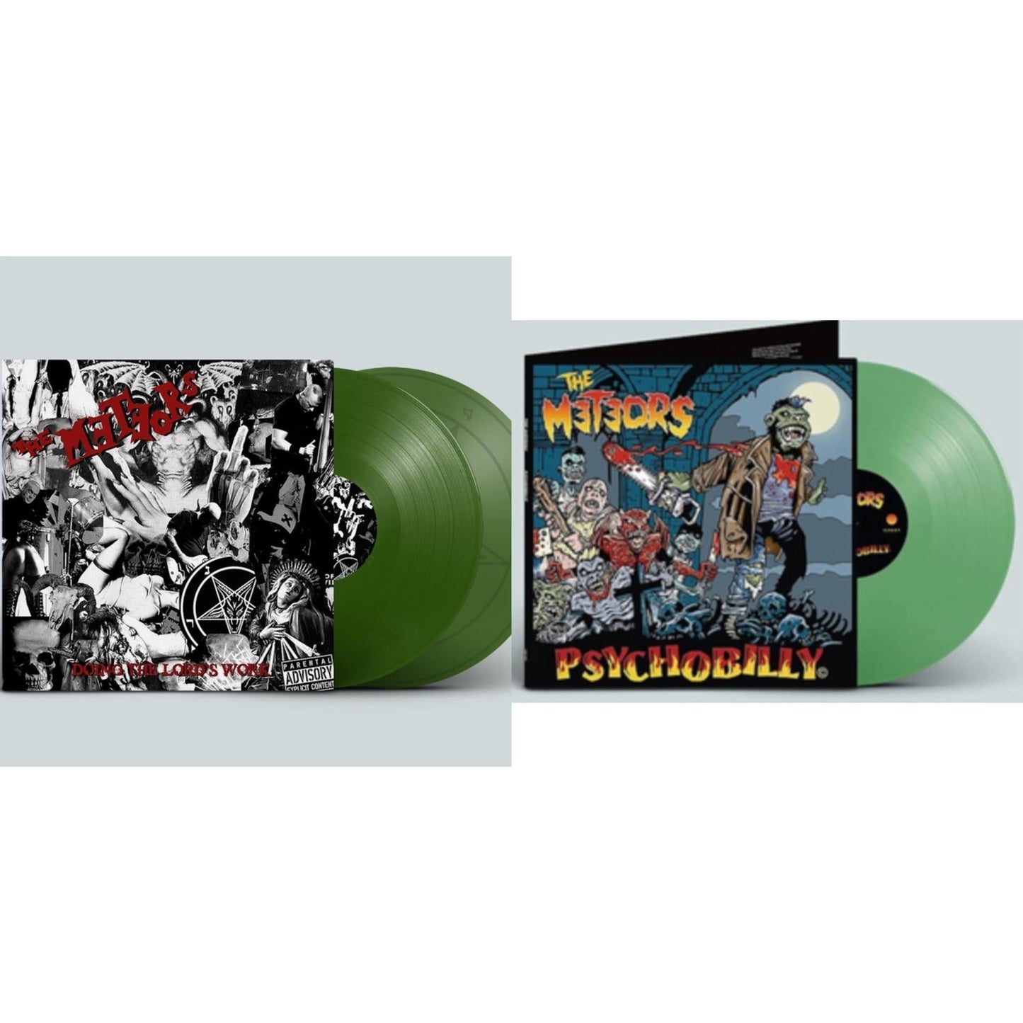 Meteors - Doing The Lord's Work (Green LP Vinyl) & Psychobilly (Transparent Green LP Vinyl)