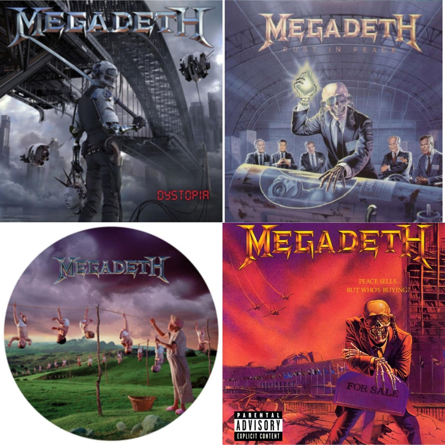 Megadeth - Dystopia & Rust In Peace & Youthanasia (Picture Disc) & Peace Sells But Who's Buying - LP Vinyl Bundle