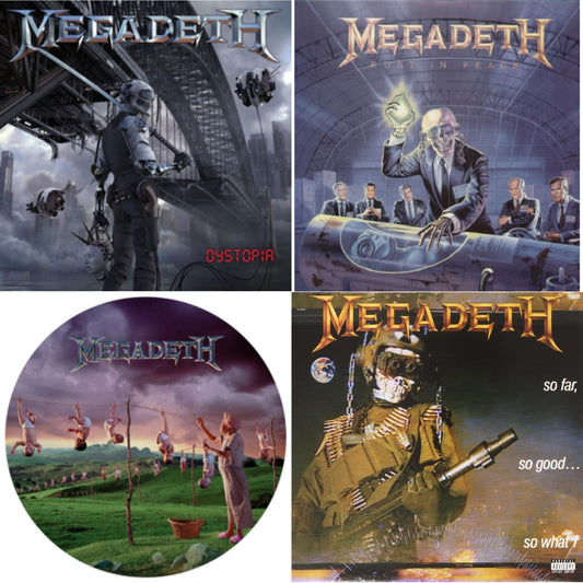 Megadeth - Rust In Peace & So Far So Good So What & Youthanasia (Picture Disc) & Dystopia - LP Vinyl Bundle