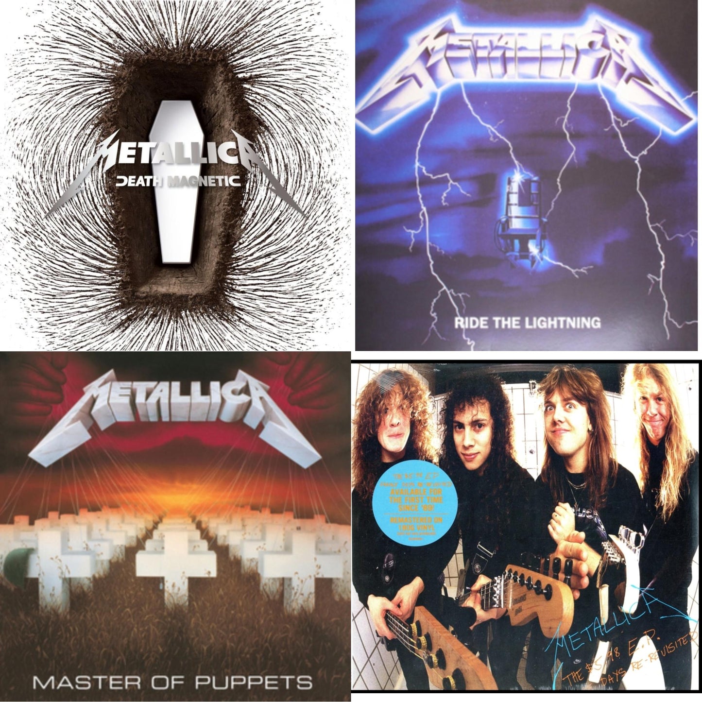 Metallica - Death Magnetic & Ride The Lightning (180G) & Master Of Puppets (Remastered) & $5.98 Ep: Garage Days Re-Revisited (Remastered) - LP Vinyl Bundle